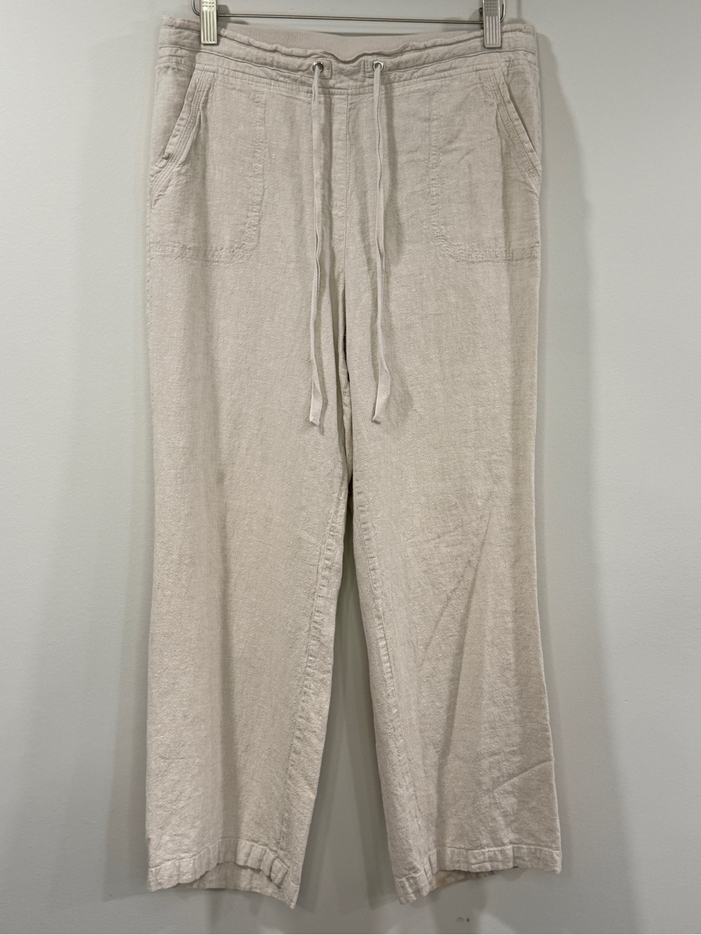 Kim Rogers Womens Linen Blend Light Khaki Drawstring Lounge Pants Size 12P